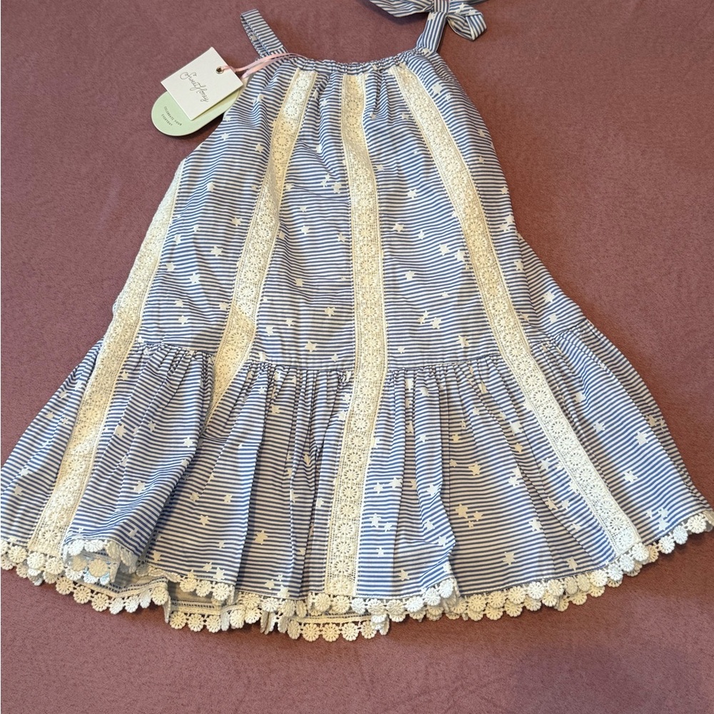 SweetHoney Blue and Cream Striped Dress
